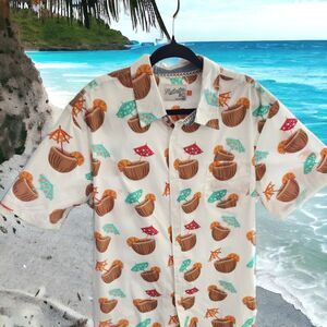Huntington Beach Club Mens Shirt Tropical Hawaiian Short Sleeve Button Up XL